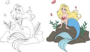 Pokoloruj blond syrenkę