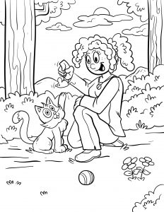 Dziewczyna i kotek w lesie