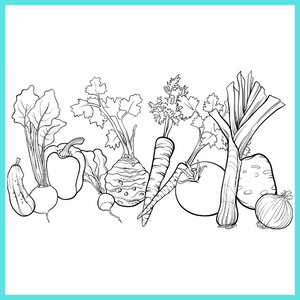 Kolorowanka kalarepa, marchewka i bakłażan