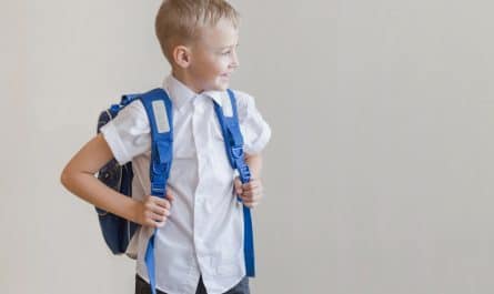 dziecko z plecakiem idzie do szkoly