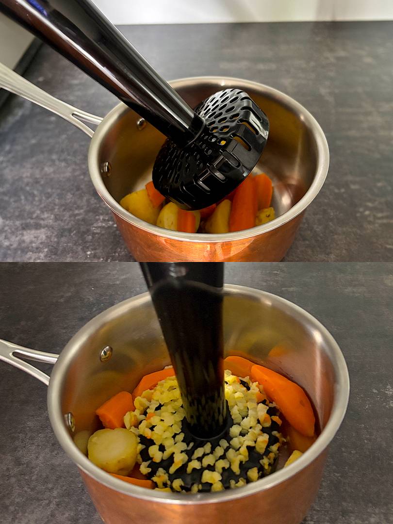 Puree marchewkowo-ziemniaczane miksowane blenderem Bosch ErgoMaster Serie 8